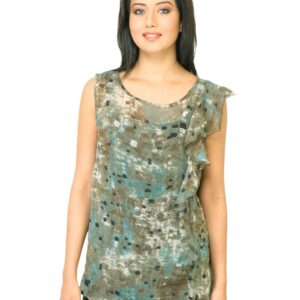 United Colors of Benetton Women Printed Green Tops