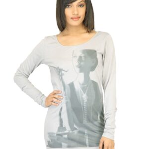 United Colors of Benetton Women Printed Grey Top
