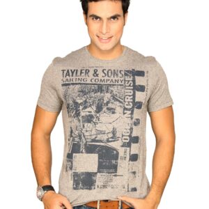 UCB Men's Milange Effect Brown T-shirt