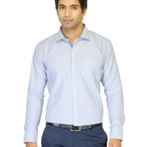 John Miller Men Check Blue Shirt