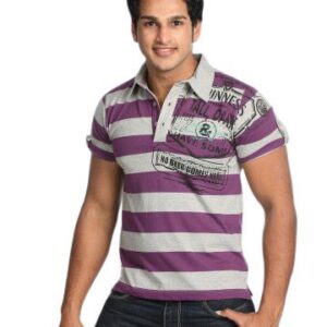 Classic Polo Men's Bold Stripe Grey T-shirt