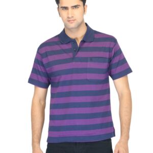 Classic Polo Men Striped Purple T-shirt