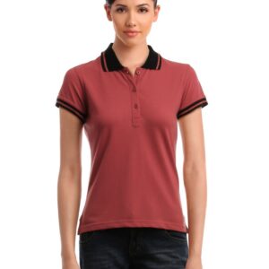 Femella Women Pale Red Polo T-Shirt