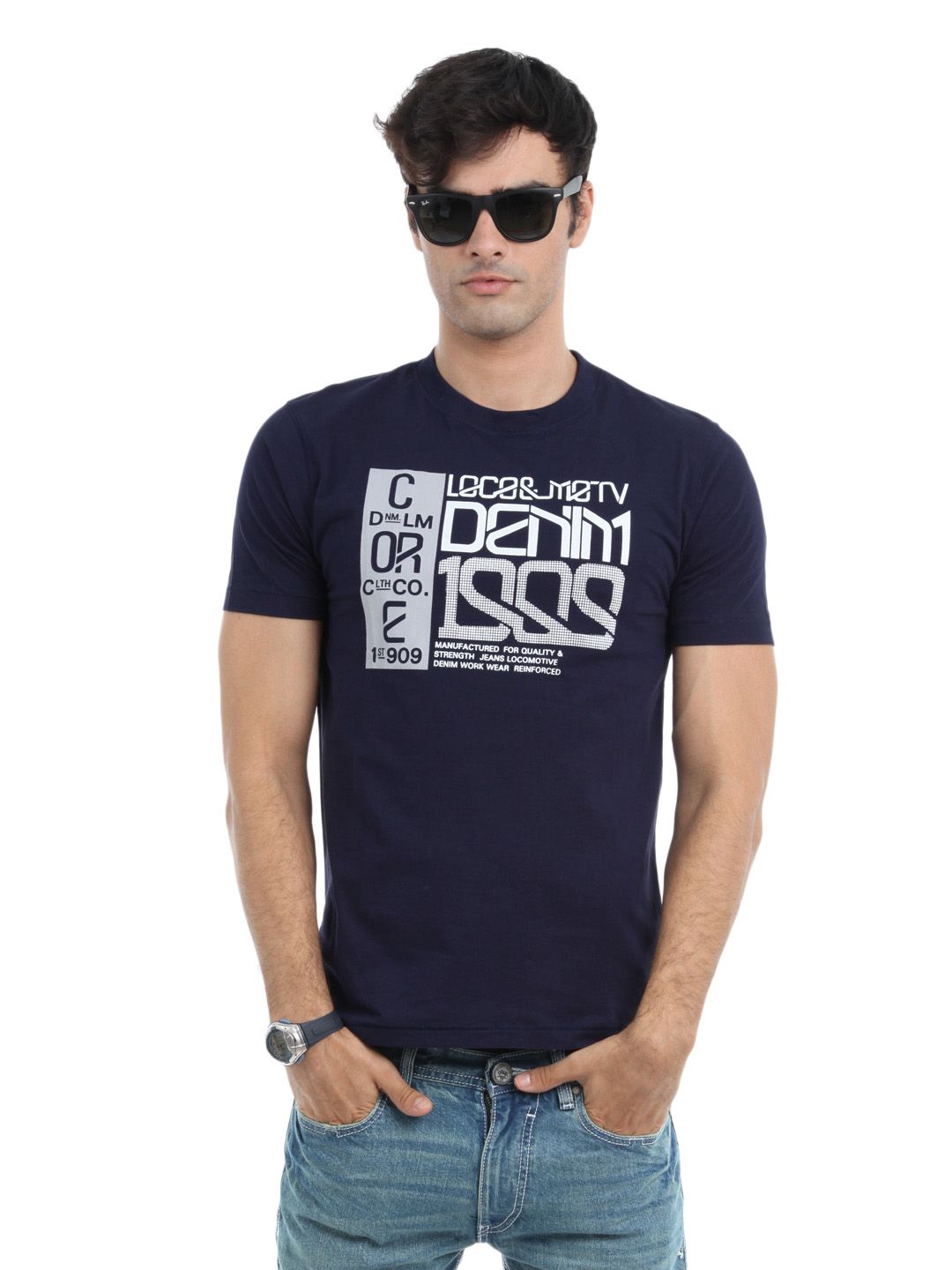 Locomotive Men Navy Blue T-shirt