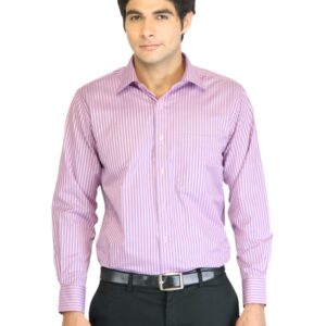 Peter England Men Stripes Pink Shirt