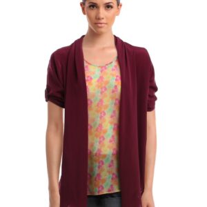 Femella Women Maroon Summer Cape Top