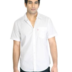 Levis Men White Striped Shirt