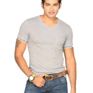 UCB Men's Contrast Rib Grey T-shirt