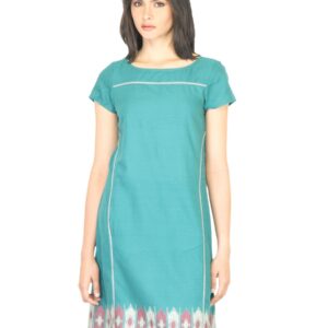 W Women Thread Work Green Kurta