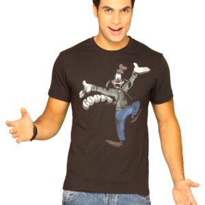 Mickey Men's Goofy Is Happy Black T-shirt