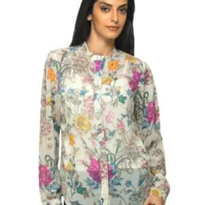 Femella Women Printed Cream Shirt