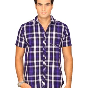 Highlander Men Solid Poplin Purple Shirts