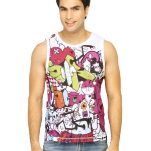 Probase Men Funky Print White Tshirts