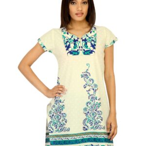 Vishudh Women Printed Cream Kurta