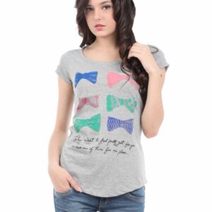 Tokyo Talkies Women Grey Melange Printed Top