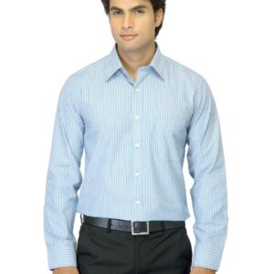 Mark Taylor Men Striped Blue Shirt
