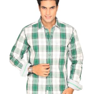 Highlander Men Green Checked Slim Fit Shirt