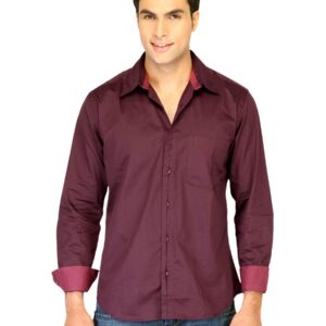 Scullers Men Solid Maroon Shirts