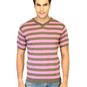 United Colors of Benetton Men Stripes Pink Tshirts