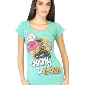 Flying Machine Women Printed Green T-shirt