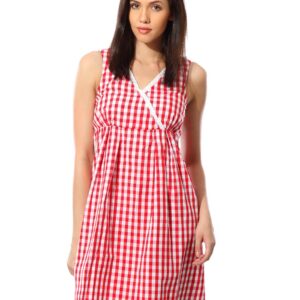 United Colors of Benetton Women Check Red Dress