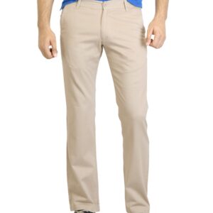 Highlander Men Solid Beige Trouser