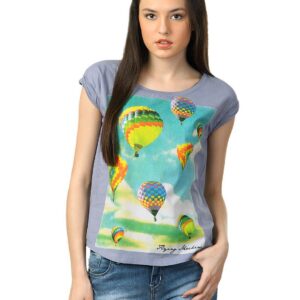 Flying Machine Women Grey T-shirt