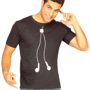 Myntra Men's Ear Plugs Black T-shirt
