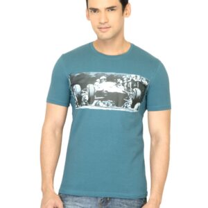 United Colors of Benetton Men Printed Blue Tshirt