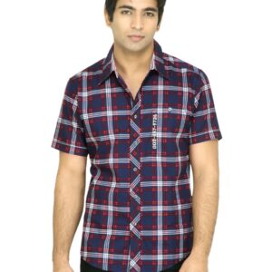 United Colors of Benetton Men Check Navy Blue Shirt