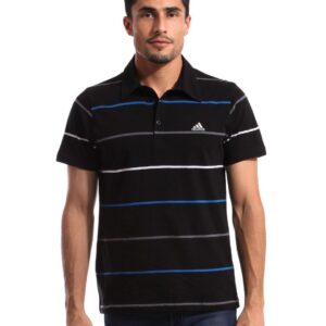 ADIDAS Men Black Polo T-shirt