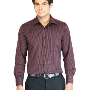 Peter England Men Stripes Red Shirt