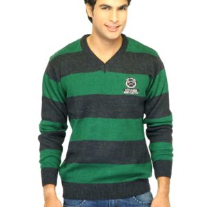 Scullers Men Stripes Green Sweaters