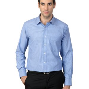 Mark Taylor Men Blue Striped Shirt