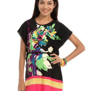 109F Women Black Printed Kaftan Tunic