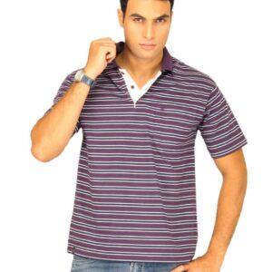 Classic Polo Men's Purple With Black White Stripes T-shirt