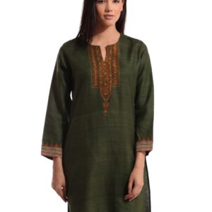 Fabindia Women Silk Green Kurta