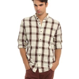 French Connection Men Cream Check Shirt