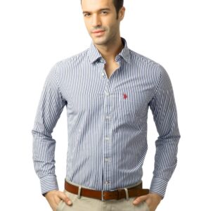 U.S. Polo Assn. Men Stripes Navy Blue Shirt