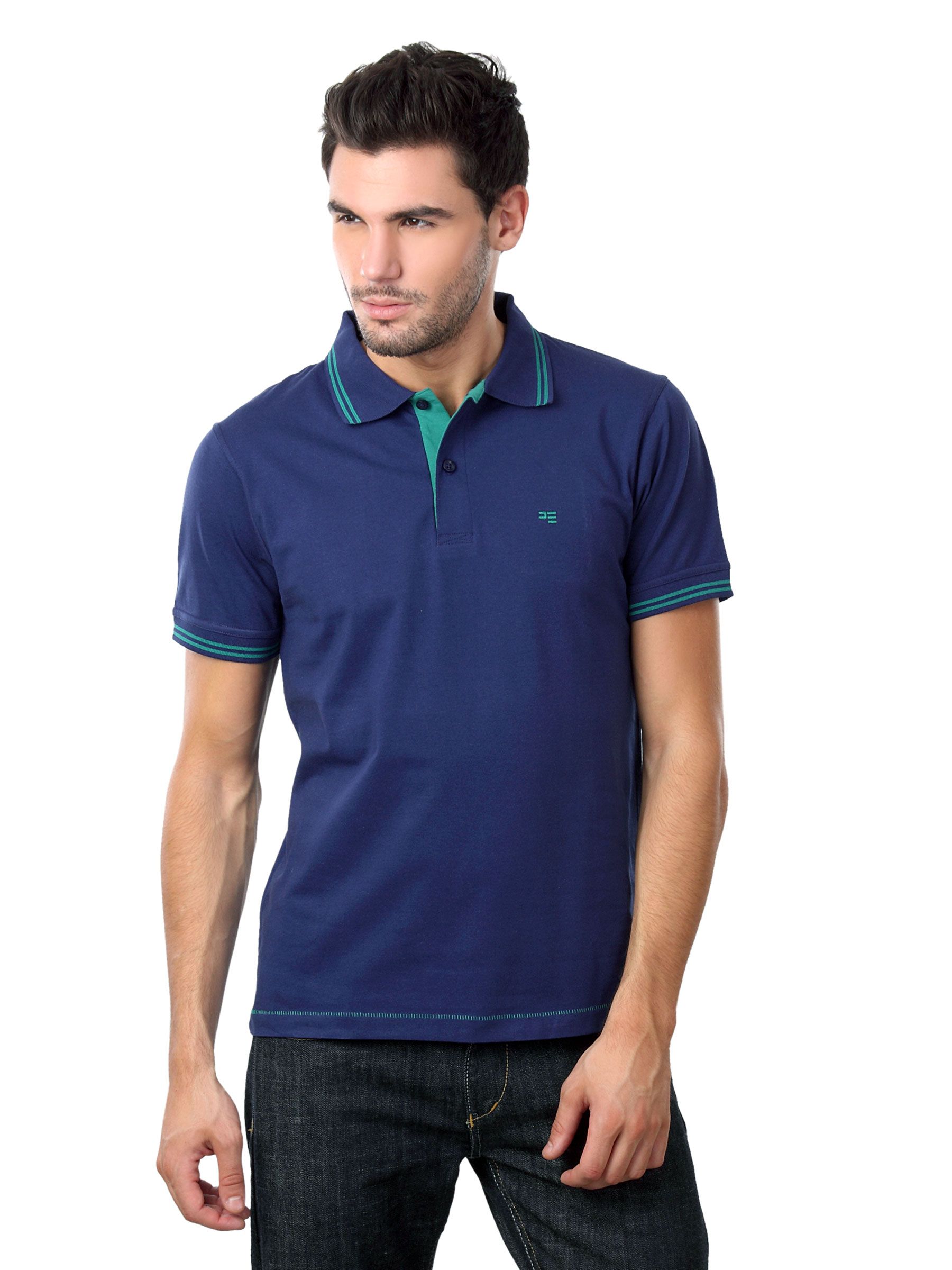 Peter England Men Polo Neck Blue T-shirt