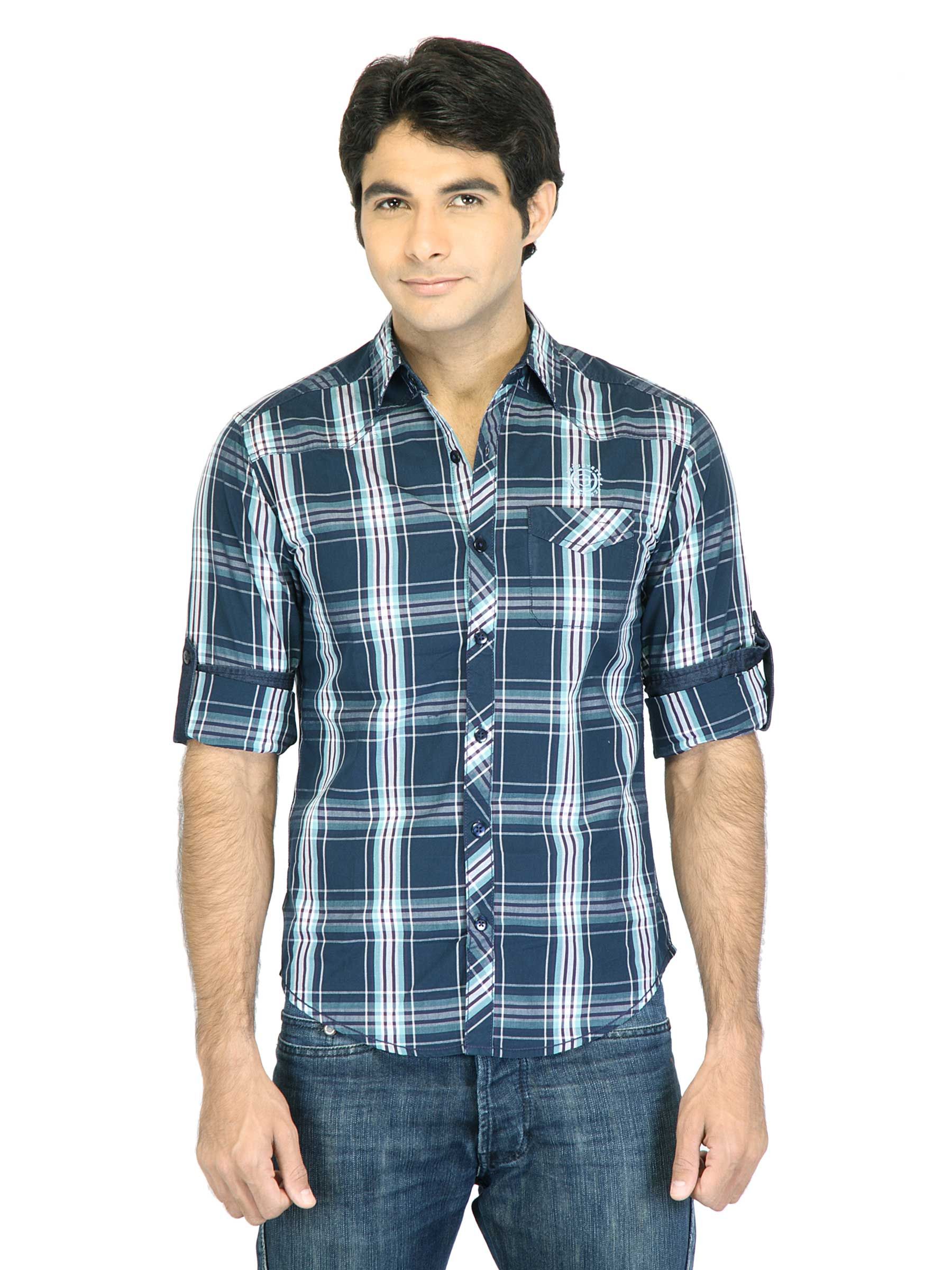 Locomotive Men Check Navy Blue Shirt