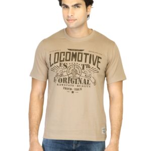 Locomotive Men Light Brown Printed T-shirt