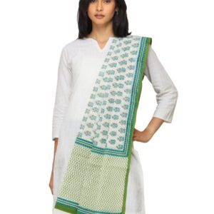 Fabindia Women Printed Green Dupatta