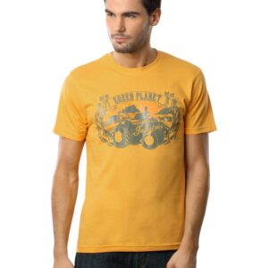 Myntra Men Green Planet Orange T-shirt