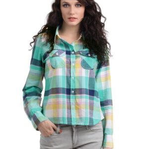 Myntra Women Turquoise Blue Check Shirt