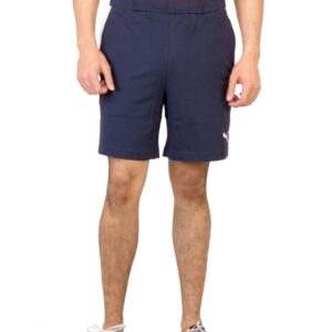 Puma Men Solid Navy Blue Knits Panel Shorts