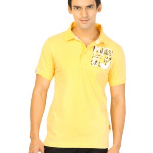 Lee Men Solid Yellow T-shirt