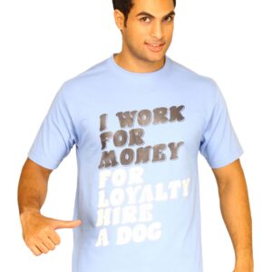 Myntra Men's I work for money Sky Blue T-shirt