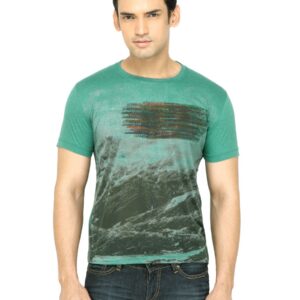 United Colors of Benetton Men Printed Green T-shirt