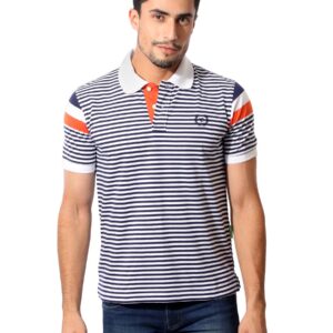 Classic Polo Men Striped Navy Blue & White T-Shirt